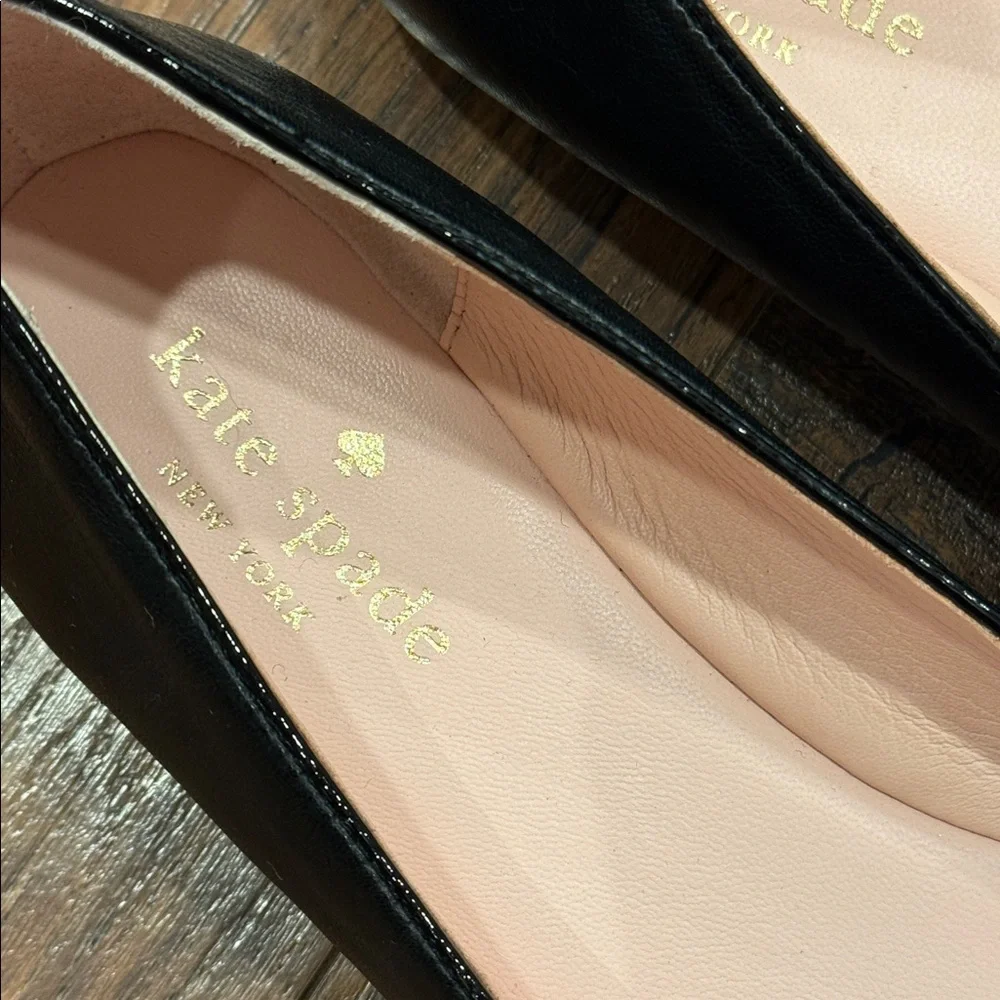 Kate Spade Black Patent Flats with Bow Detail